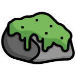 Icône d'un mets farci gris (pomme de terre ou wrap) recouvert d'une épaisse sauce verte dégoulinante et garni de carrés noirs.